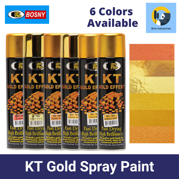 Bosny KT Gold Effect Spray Paint Copper, Copper Gold, Brass Gold, 100