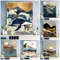 【ORFON】 Paint By Numbers ~Whale illustration  ~ 40X50 cm Kit DIY Digital Oil Painting By Number On Canvas No frame Birthday gifts children toy  Relax art