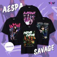 【HOT】พร้อมส่ง เสื้อยืด ลาย Aespa Savage Series | ฤดูหนาว | คาริน่า | Giselle | Ning - Ning - Ning | อัลบั้ม Savage | ของฉัน |100%cotton