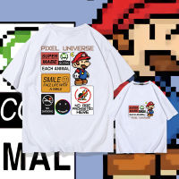 Super Mario Bros เสื้อยืดแขนสั้น01714การ์ตูนมาริโอ้,เสื้อยืดแขนสั้นปล่อยไหล่ทรงหลวม0000