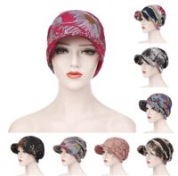 【YF】 Women Pullover Cap Muslim Beanie Headscarf Chemo Cancer Print Hair Loss Skullies Casual Abaya Fashion Full Cover