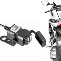 HJMG พลังงานสำหรับโทรศัพท์มือถือมอเตอร์ไซด์12V 5V 1A/2.1A กันน้ำ Charger Sepeda Motor ยานพาหนะชิ้นส่วนมอเตอร์ไซค์ที่ชาร์จมือจับรถจักรยานยนต์อุปกรณ์เสริม