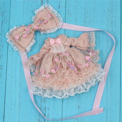 blyth doll icy licca body 1/6 Gorgeous clothes princess pink flower dress lolita เสื้อผ้าตุ๊กตาบลายธ์