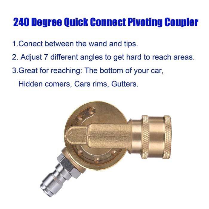 F09 240 degrees Pivoting Coupler for Pressure Washer Nozzle Attachment