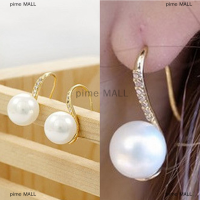 pime MALL เครื่องประดับแฟชั่นวางต่างหูคริสตัล Hook ต่างหูผู้หญิงเก๋ faux Pearl ต่างหู