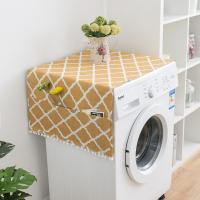 Linen Tablecloth Washing Machine Cover with Pocket Refrigerator Top Cover Microwave Oven Dust Proof Cover Home Storage