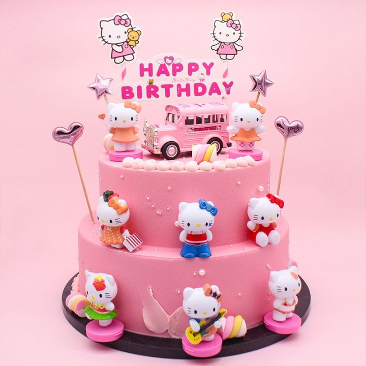 6 Pcs/Set Of High-Quality Hello Kitty Cartoon Theme Cake Decoration Baby  Birthday Toys | Lazada