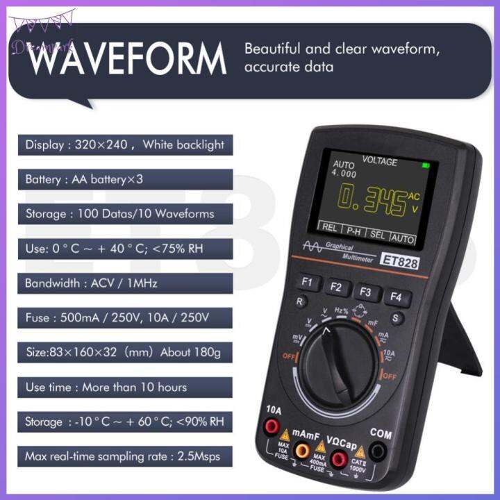 ET828 2 in 1 Oscilloscope Multimeter Digital 1MHz 2.5Msps Resistance