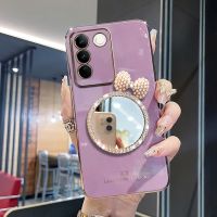 {Taoyitao Case} เคสสำหรับ Vivo โทรศัพท์กระจกติดโบว์ผิวสัมผัส V25E Y33S Y72 Y75 Y55 5G Y31 Y22 Y35 Y21S Y11S Y02S V25 V21ฝา Y15S Y51