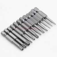 Riesba ชุดไขควงไขควง Torx แม่เหล็กเหล็กอัลลอย S2ขนาด1/4นิ้ว50มม. 12ชิ้น T5-T40