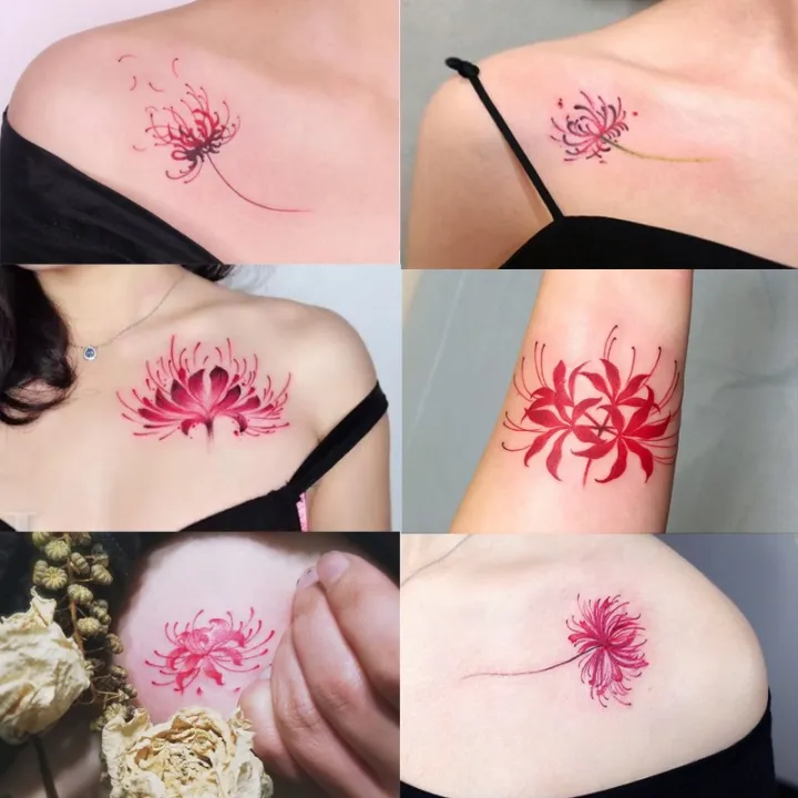 Spider Lily Flower Temporary Tattoo  neartattoos