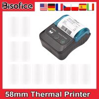 Bisofice เครื่องพิมพ์พกพาขนาด58มม. เครื่องพิมพ์ใบเสร็จความร้อน2นิ้วแบบพกพา,เครื่องพิมพ์พกพาขนาดพกพาขนาดพกพาพร้อม USB ไร้สาย BT 11ม้วนกระดาษความร้อน