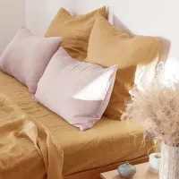 2PCS Solid Color 100% Pure Linen Throw Pillow Case Euro Sham for Bed,Custom Size Envelope Cushion Cover Decoration Pillowcase