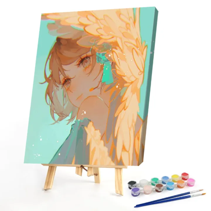 DIY Digital Oil Paint By Numbers Anime Girl Color Drawing Modern Canvas