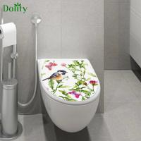 Dolity ฝาชักโครกสติ๊กเกอร์ติดผนังพีวีซีรูปลอกฝาห้องน้ำดอกไม้สำหรับของตกแต่งห้องน้ำ WC