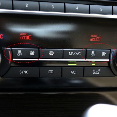 [HOT XIJXEXJWOEHJJ 516] 1คู่รถพัดลมปุ่มหมวกสำหรับ BMW 5 7 Series F10 F02รถอัตโนมัติอะไหล่เครื่องทำความร้อนสภาพภูมิอากาศป้องกันลมควบคุม