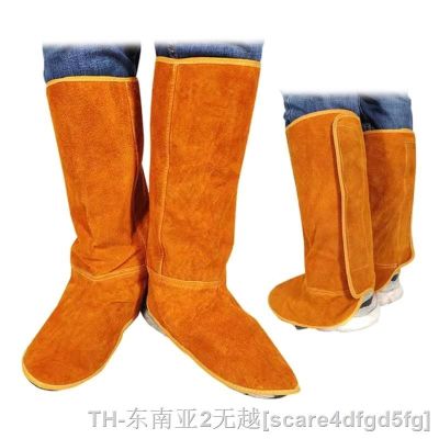 hk❧  Leather Welding Spats 15 Shoes Cover Working Protection Feet Safety Protectors Gaiter