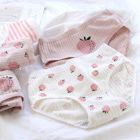 【CW】Lingerie Women S Cotton Panties Mid Waist Comfortable Breathable Cute Sweet Strawberry Girl Briefs Underwear Female