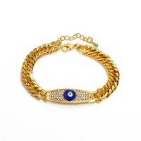 Anniyo Eye Bracelets for Women Men Gold Color Jewelry Arab African Gold Bangle Rhinestone Ancient Egyptian Symbol Amulet #122501