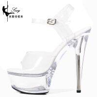 Girls Shoe For Party Club Stripper Heels Women Shoes Platforms High Heels Sandals15cm Stiletto Clear Sexy Pole Dance Pumps Plus