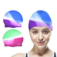 Swim Cap (2pack) Comfortable Silicone Bathing Swimming Cap Long Hair Women Durable Non-Slip Waterproof with Multi Color