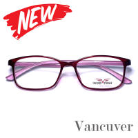 กรอบแว่นตา สำหรับตัดเลนส์ แว่นสายตา แว่นตา รุ่น Vancuver 3212 C-2 สีแดง ทรงเหลี่ยม ขาข้อต่อ วัสดุพลาสติกพีซีเกรดเอ เบา เหนียว ไม่แตกหัก