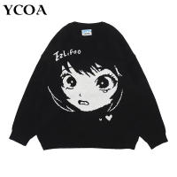 Womens Sweater Ladies Oversize Anime Y2k Aesthetic Kawaii Tops Pullovers Long Sleeve Streetwear Goth Winter Vintage Clothing