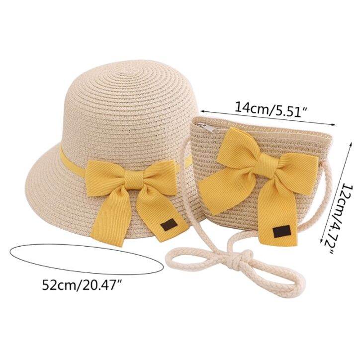 cc-2023-hat-and-hand-woven-handbag-set-for-vacation-beach-kid-headwear-daughter