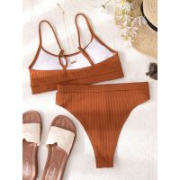 U-neck y Bikini High Waist Split Swimwear