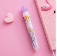 Kawaii น่ารัก10ปากกาลูกลื่นแบบมีสีหลายที่หมุนปากกา0.5ปากกาลูกลื่นลูกอมมมมงกุฎสำหรับโรงเรียนสำนักงานชุดเครื่องเขียนปากกาปากกา