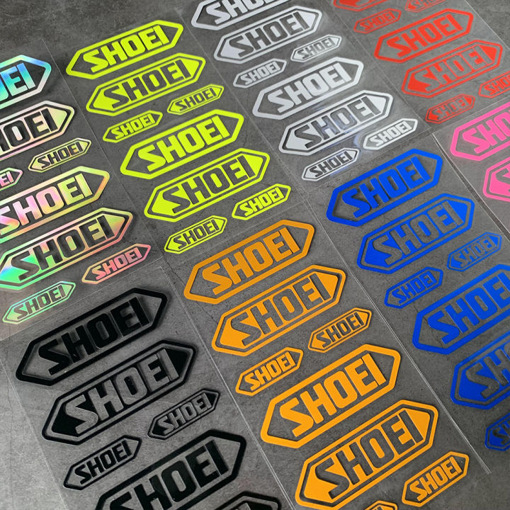 shoei-หมวกกันน็อคสติกเกอร์สติกเกอร์พีวีซีกันน้ำครีมกันแดดสติกเกอร์-shoei-ขี่หมวกกันน็อคตกแต่งสะท้อนแสงจักรยานรถยนต์ไฟฟ้ารถจักรยานยนต์หมวกกันน็อคสากลสติกเกอร์รูปลอก