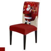 Christmas Santa Claus Dining Chair Cover 4/6/8PCS Spandex Elastic Chair Slipcover Case for Wedding Hotel Banquet Dining Room Sofa Covers  Slips