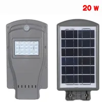 SOLAR STREET LIGHT  ไฟพลังงานแสงอาทิตย์ 20W 20SMD LEDs PIR Motion Sensor โคมไฟติดผนัง ไฟเสา เซ็นเซอร์จับความเคลื่อนไหว กันน้ำ ปิดอัตโนมัติ (สีขาว)