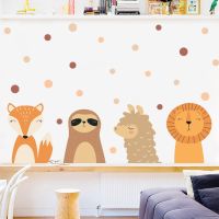 Cartoon Cute Giraffe Bear Animals Dots Wall Sticker Nursery Vinyl Childrens Wall Art Decals for Baby Kids Room Home Decoration