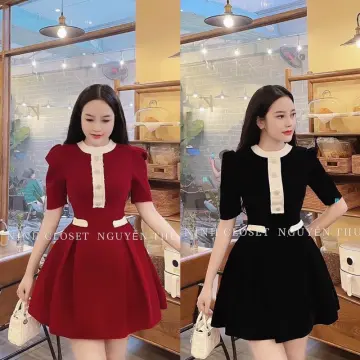 FDC33767 - Đầm công sở vải thô dáng ôm nhẹ cổ tròn vai raglan tay lỡ l –  Thời trang Pantio