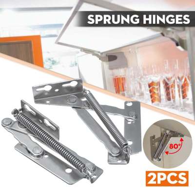 2pcs Left+Right Stainless Steel Cabinet Door Lift Up Flap 80 degree Sprung Hinges For Folding Sofa Bed Support Cupboard Kitchen Door Hardware Locks