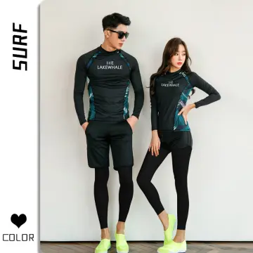 Full Body Women Long Sleeve Rash guards with Black Swimming Pants Diving Suit  Swimsuit Printing Swimwear Sunscreen Bathing Suits Yoga Sports Clothing