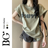 BG World 2023 ฤดูร้อนใหม่สไตล์หลวมเสื้อยืดแขนสั้นผู้หญิง นักศึกษา เสื้อยืด oversize  BGW063