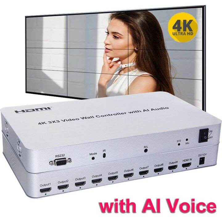 4K 3x3 HDMI Video Wall Controller with Artificial Intelligence Voice 9
