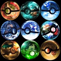 【LZ】 Anime Pokemon 3D Crystal Ball Toys Pikachu Eeevee Mew Piplup LED Light Anime Figurine Pokeball Kids Toy ANIME GIFT Collectable