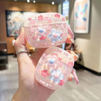 เคสสำหรับ Apple AirPods 3 2 1 Pro 2 Gen ดอกไม้สีชมพูตลกออกแบบ3D การ์ตูนน่ารักกันกระแทก TPU ฝาครอบป้องกัน Air Pods 3rd 2nd รุ่น1st