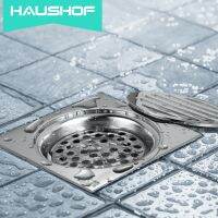 HAUSHOF Ottone/SUS304 Doccia Scarico A Pavimento Bagno 10CM Scarico A Pavimento Quadrato Coperchio Del Filtro Anti-Odore Rifiuti