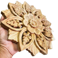 ไม้สักแกะสลักไม้จามจุรี แบบกลม ขนาด 12 นิ้ว งานดิบไม่ทำสี  Wood Carving Round Shape 30 cm [Not Paint].