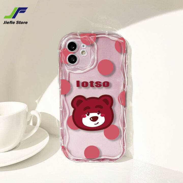 เคสโทรศัพท์สุดเท่ห์หมีลายสตรอเบอร์รี่การ์ตูน-jiefie-สำหรับ-vivo-y21-y21t-y21a-y21s-y33s-y33t-y22-y22s-y91-y93-y95-y50-y30-คลื่น-y30i-ออกแบบเคสป้องกันการกระแทกพิเศษ