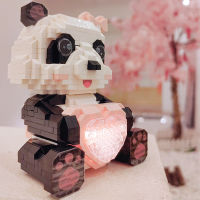 Spot parcel post Fashion Play Heart-to-Heart Couple Panda Chinese Building Blocks Three-Dimensional Assembled Model Toy Jigsaw Gift