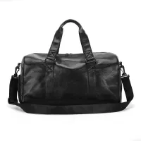 Unisex Leather Luggage Bag With Shoes Travel Clothes Storage Bags Zipper Sport Weekend Bag Training Fitness Duffle Bag Shoulder