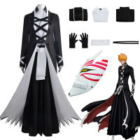 BLEACH Kurosaki Ichigo คอสเพลย์เครื่องแต่งกาย Bankai Kimono ชุดพันปีเลือดสงคราม Shinigami เครื่องแต่งกายหน้ากากฮาโลวีนเครื่องแต่งกาย