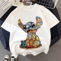 【cw】 Mouse Stitch Cartoon Crew Neck T-shirt Boy Sets Baby Summer Clothes Kawaii Kids For Girls Outdoor Short Sleeve Tee