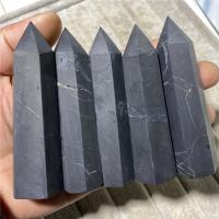 Shungite ธรรมชาติผลึกหินจุดการรักษาด้วยไม้กายสิทธิ์คริสตัลปิรามิดหอคอย Shungite การป้องกันยอดเยี่ยม Wiccan การตกแต่งบ้าน