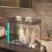 Bathroom Organizer Shelf Acrylic Makeup Storage Rack Skincare Cosmetic Liptick Holder Double Layer Perfume Desk Display Stand Bathroom Counter Storage